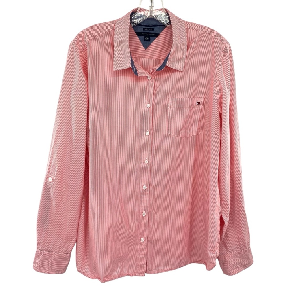 Tommy Hilfiger Women's Preppy Poplin Shirt Classic Fit Cotton Button Up